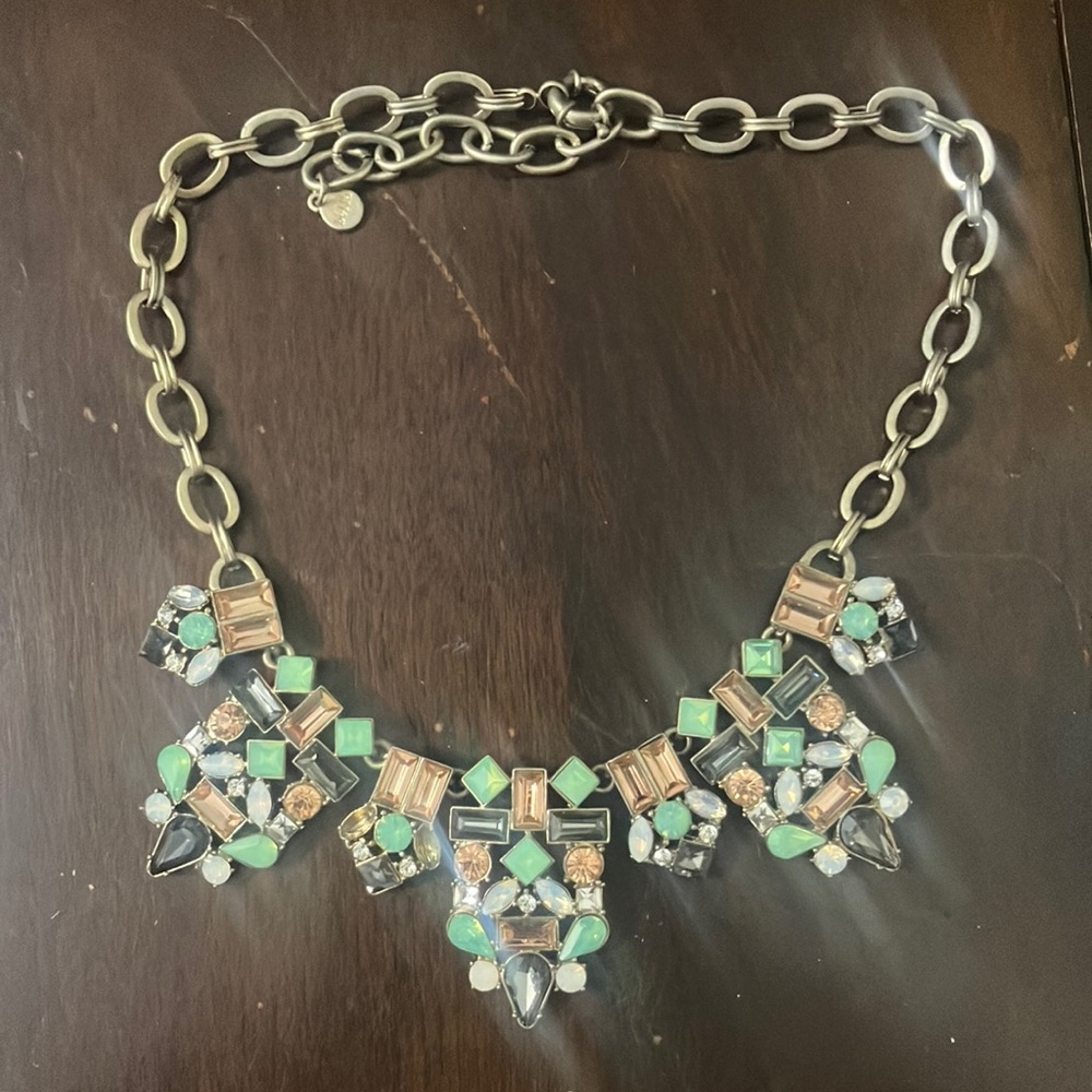 Bella and Jack Mint, Pink, Opalescent, & Smoky Gray Chunky Statement Necklace